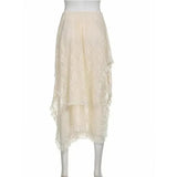 DAIIIBABYYY  -  French Style Fashion Women Skirts Streetwear Korean Vintage Skirts 2024 New Spring Summer Solid Slim Midi Lace Sweet Skirts