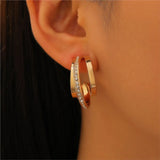 Daiiibabyyy  Simple Fashion C Shape Zircon Earrings for Women Three-Layer Circle Earring Everyday&Formal Party Jewelry Gifts