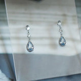Daiiibabyyy  Light Luxury Blue Water Drop Zircon Hoop Earring for Women Exquisite Y2K Party Jewelry Accessories