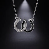 DAIIIBABYYY  -  Cute Double Horseshoe W-shaped Clavicle Stainless Steel Necklace Women's Fashion Simple Lucky Water Diamond Gift