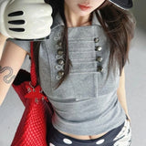 Daiiibabyyy  Personalized Trendy Hot Sell Feminine T-shirt All-match Minority Small Fellow Slim Tops Age Reduction Simple Soft Mujer