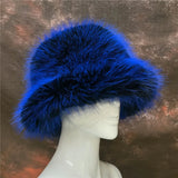 Daiiibabyyy  y2k Fluffy Faux Fur Bucket Hat Women Rabbit Fur Warm Thick Plush Winter Hat Lady Luxury Fashion Furry Panama Fisherman Cap