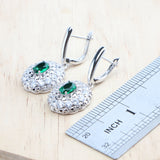 Daiiibabyyy 925 Silver Bridal Jewelry Sets For Women Wedding Green Zircon Bracelets Earrings Rings Pendant Necklace