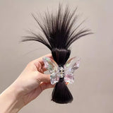 Daiiibabyyy  Women Half-tie Hair Claw Feather Shuttlecock Head Lazy Meatball Head Crab Clip Wig Catch Clip High Ponytail Hair Accessories