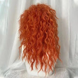 Daiiibabyyy  Halloween Wig Pumpkin Tangerine Voluminous Wig Woolen Waterwave Synthetic Wig Fullcoverage Comfortable Headcap Hairpiece