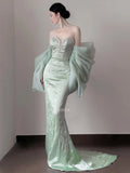 Daiiibabyyy  Elegant Prom Dresses Women Mermaid Strapless Sleeveless Cocktail Dresses Wedding Party Dresses Vestidos De Cóctel Customized