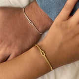 Daiiibabyyy  Stainless Steel Snake Bone Chain Knot Necklace for Women Punk Gold Color Double Layered Chunky Thick Neck Chain Choker Jewelry