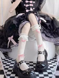 DAIIIBABYYY  -  Cute Lolita Transparent Lingerie Stockings Lovely Bow Over Knee Black White Heart Bow Sexy Suspender High Tube Silk Long Socks