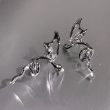DAIIIBABYYY  -  Silver Color Liquid Butterfly Clip Earring for Women Elegant Shiny Crystal No Piercing Fake Cartilage Ear Cuff Jewelry Gift