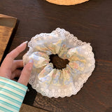 DAIIIBABYYY  -  2024 New Lace Edge Oversized Hair Ropes Women Mori Girl Flower Button Scrunchies Cherry Bunny Ponytail Holder Kawaii Headwear