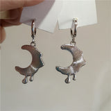 Daiiibabyyy  Cute Blue Moon Pendant Earrings For Women Aesthetic Jewelry Accessories
