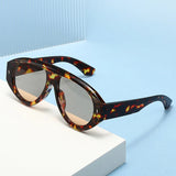 Daiiibabyyy  Fashion Retro Pilot Sunglasses for Women Leopard Blue Lens UV400 Shades Punk Trendy Frame Outdoor Sun Glasses for Men Women