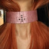 Daiiibabyyy  Y2K Pink Jewelry Leather Cross Choker Harajuku Kawaii Accessories Geometric Necklace Grunge Rock Necklaces Charm Punk