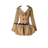 Daiiibabyyy  French temperament long-sleeved trench coat dress children early autumn new huge good-looking small bud short skirt