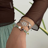 Daiiibabyyy  Exquisite Bohemian Beaded Bracelet Spiral Design Multi-Layer Ethnic Style Bracelet Butterfly Star Pendant Gravel Woven Bangle