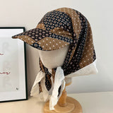 DAIIIBABYYY  -  Retro Lace Edge Splicing Printed Triangular Headscarf Caps Women Summer Sunscreen Trendy Atmosphere Casual Versatile Sun Hat