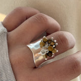 Daiiibabyyy  Silver Color Bowknot Open Ring Neutral Creative Wide Surface Tassel Stackable Ring Punk Cold Tone Street Rock Hand Jewelry Gifts