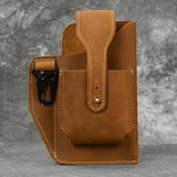DAIIIBABYYY  -  Real Leather men Casual Small Waist Bag Cowhide Fashion Hook Bag Waist Belt Pack Cigarette Case 5.5" Phone Pouch