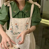 DAIIIBABYYY  -  Korean Version Minimalist Sweet Short Sleeved Top Slip Dress Printed and Embroidered Lace for Women's Long Skirts Dress