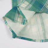 Daiiibabyyy  New American Style Y2k Retro Green Plaid Shirt Women Fly Sleeves Polo Collar Tie Waist Spicy Girl Top