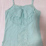 DAIIIBABYYY  -  Y2k Aesthetic Lace Patchwork Bodycon Tank Top Women Streetwear Embroidery Flower Camisole Harajuku Fairy Grunge Sweet Bow Vest