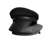 Daiiibabyyy  High Quality Casual Military Cap Man Woman Woolen Flat Hats Captain Cap White Vintage Leather Bill Newsboy Cap NC35