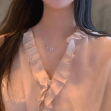 DAIIIBABYYY  -  Party Sweet Temperament For Girls Crystal Adjustable Korean Chain Necklaces Star Pendant Neck Jewelry Woman Clavicle Choker