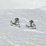 Daiiibabyyy  1Pcs Fashion Silver Color Angel Wings Heart Stud Earrings For Women Punk Hip Hop Metal Spiral Ear Bone EarringsY2K Jewelry Gifts