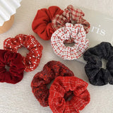 DAIIIBABYYY  -  New Year Red Hair Ropes Ties White Plaid Scrunchies College Girls Christmas Ponytail Holder Hairbands Women Hair Accessories