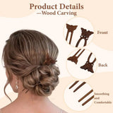Daiiibabyyy  Elegant Wood Wooden Hair Stick Vintage Style Handmade Craft Hanfu Hairpin Cat Flower Rabbit Deer Chinese Style Hairpin Women