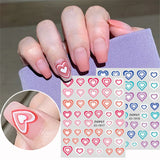 Daiiibabyyy New 3D Gradient Love Heart Nail Stickers French Red Blue White Green DIY Nail Art Self-Adhesive Decals Nail Art Decoration