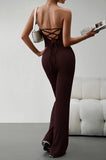Daiiibabyyy High Quality Women's Clothing Autumn Winter 2024 Elegant Slim Fitting Sexy Strapless Jumpsuit with Waistband Open Back Pants Y2k