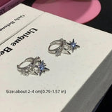Daiiibabyyy  New Rhinestone Stars Pendant Earrings Dangle Small Zircon Hoop Earrings Blue Crystal Ear Bone Nail Earring Gifts
