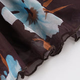 Daiiibabyyy  American Prairie Chic Flower Print Edible Tree Fungus Low Waist Gauze Vintage Skirts