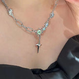 Daiiibabyyy Silver Color Opal Necklace for Women Girl Liquid Lava Star Irregular Jewelry 925 Stamp Birthday Gift Dropshippping