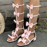 DAIIIBABYYY  -  Big size 43 Summer Sandals Chic Bow knot Gladiator Sandals Women Comfortable Zipper Outdoor Beach Holiday Mid heels Shoes