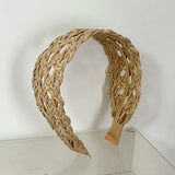 Daiiibabyyy  1PC Beach Vacation Hollow Straw Headband, Wide Side Face Slimming Hair Hoop, Fashion Women Elegant Daily Travel Hair Accessories