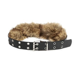 Daiiibabyyy  Vintage PU Leather Leather Fur Belt Faux Fur Spicy Girl Style Furry Waistband Korean Style Punk Y2K Waistband Daily
