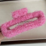 DAIIIBABYYY  -  New Autumn And Winter Plush Geometric rectangle M-Shape Hair Clip Fashion Simple Shark Clip Hair Accessories For Woman Girls