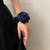 Daiiibabyyy  -  French Rose Hair Scrunchies Korean Rose Hair Ties Elegant Flower Hair Bands