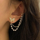 Daiiibabyyy Stainless Steel Earrings Exquisite Vintage Butterfly Wings Symmetrical Charms Fashion Stud Earrings for Women Jewelry Girl Party