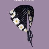 Daiiibabyyy  Women's Headscarf Dopamine French Mint Mambo Style Knitted Flower Triangular Headscarf Country Style Seaside Photo Girl Headband