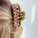 Daiiibabyyy  Fashion Square MAMA Hair Claw Retro Ponytail Clip Acetic Acid Shark Clip Leopard Print Colorful Geometry Hair Claw Daily