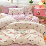 DAIIIBABYYY  -  New Little Fresh Pure Cotton Four Piece Set with 40 Thread Count All Cotton Bedding Ins Bed Sheet and Quilt Set with 4