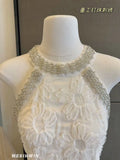 Daiiibabyyy  Bead neck three-dimensional flower dress women's summer temperament advanced sense improved cheongsam skirt