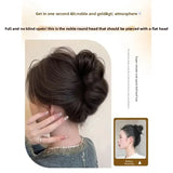 DAIIIBABYYY  -  Women's Fake Hair Bun Clip Fluffy Chicken Nest Flower Bud Ancient Chinese Style Padded Headwear Simulation Hair Hair Extension