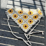 Daiiibabyyy  New Spring Summer Travel Headgear Handmade Knitted Headband Women Japan Korea Sweet Strap Headscarf Photo Triangle Towel