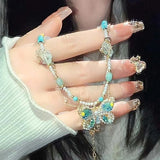 Daiiibabyyy  Butterfly Bead Necklace Waist Chain Retro Choker Sweet