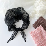 Daiiibabyyy Hollow Lace Triangle Scarf Head Wrap Scarf Office Lady Wrist Hair Tie Bandana Kerchief Women Girl Headscarf Headband Hair Band