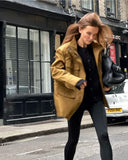 DAIIIBABYYY  -  Women Casual Solid Windbreaker Jacket Fashion Lapel Single Breasted Big Pocket Overcoat 2024 Autumn Winter Commute Outerwear
